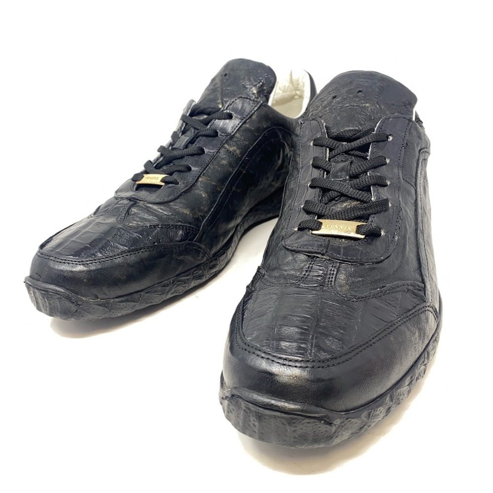 ❤️Fennix Italy “Jack” Black Genuine Hornback Crocodile/Calf Sneakers.  Sz 46/13.